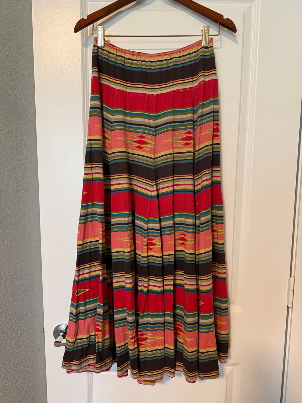 Western Red Multi-Striped Maxi Skirt
